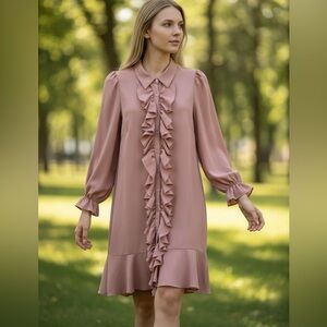 Elegant Pink Ruffle Dress